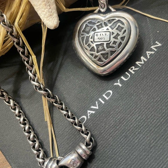 Authentic David Yurman wheat chain,solid sterling silver heart charm/enhancer. - Picture 5 of 12